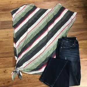 Striped Side Knot boat neck tee